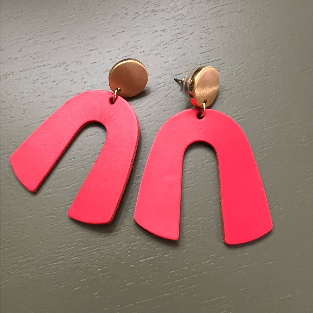 Nickel and Suade Red and Gold Statement Earrings